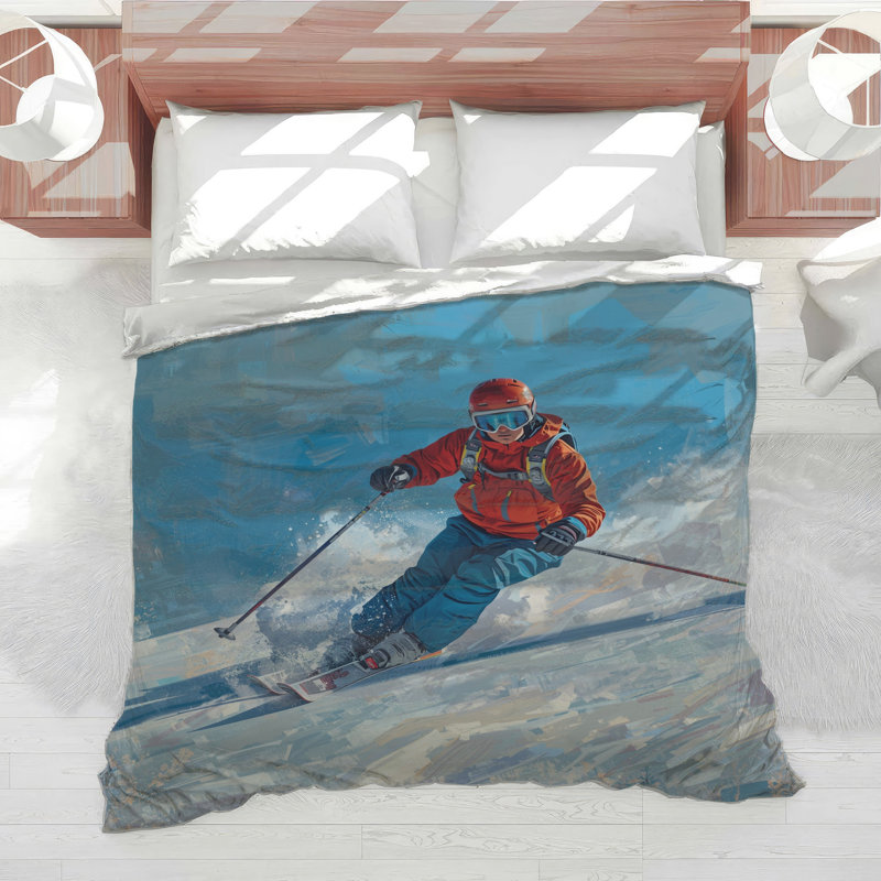 Skier In Action Comforter, Twin