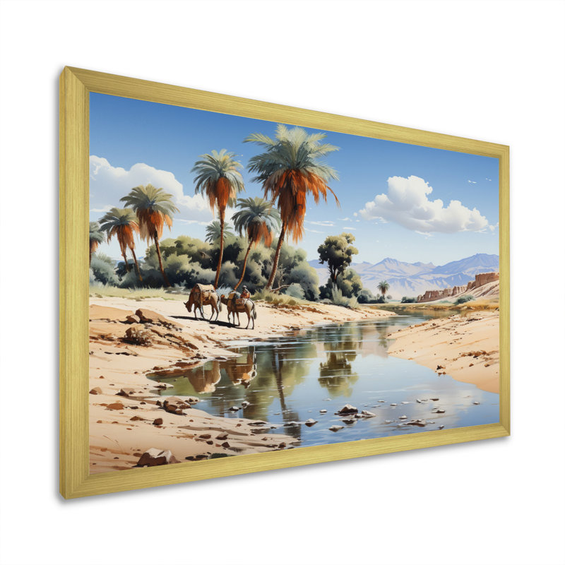 Sahara Sands Depict III - impression, Cadre doré simple, H 16 po x l 32 po x P 1 po