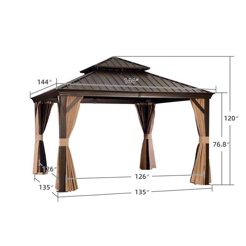 PURPLE LEAF 12' x 12' Aluminium Hardtop Gazebo with 48 Ft String Lights