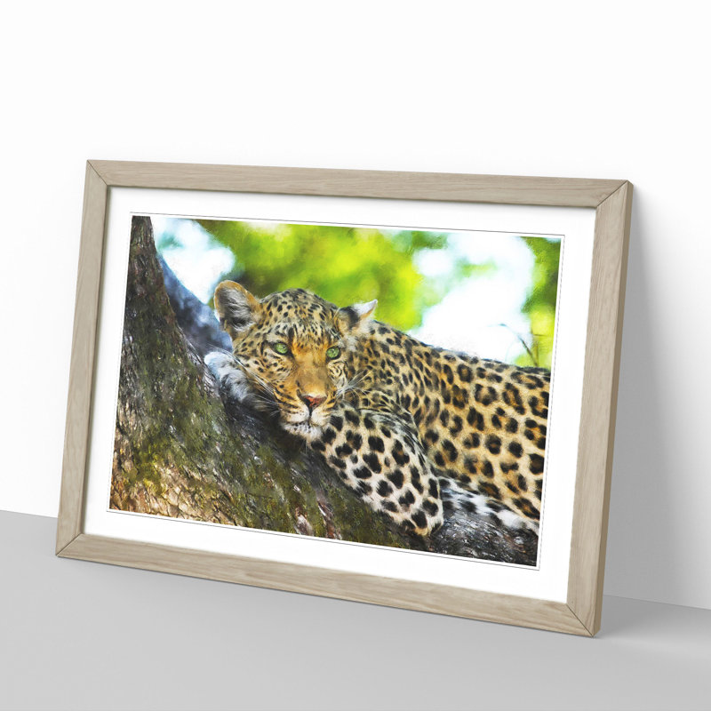 Leopard Vol.2 - Picture Frame Painting, Oak Framed, 36cm H x 48cm W x 2cm D