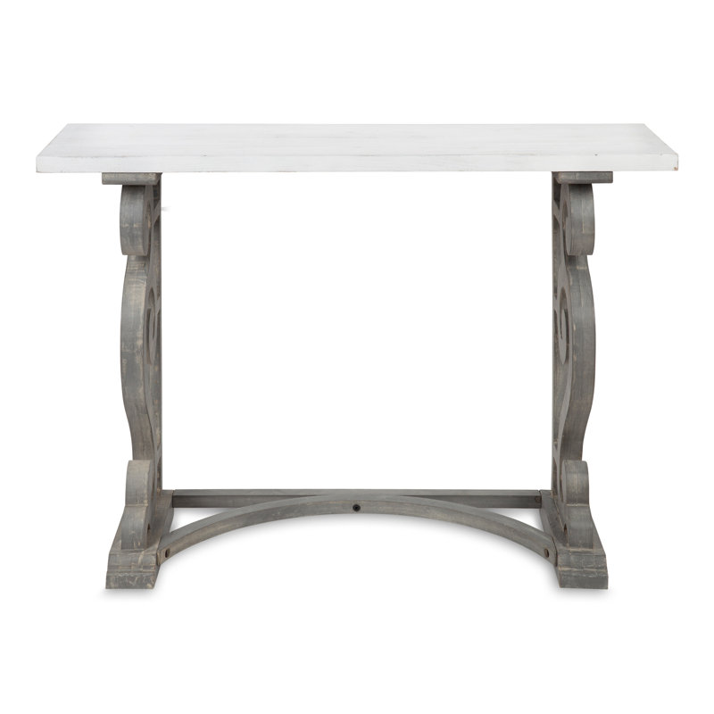 Console en bois massif Lauer, Gris