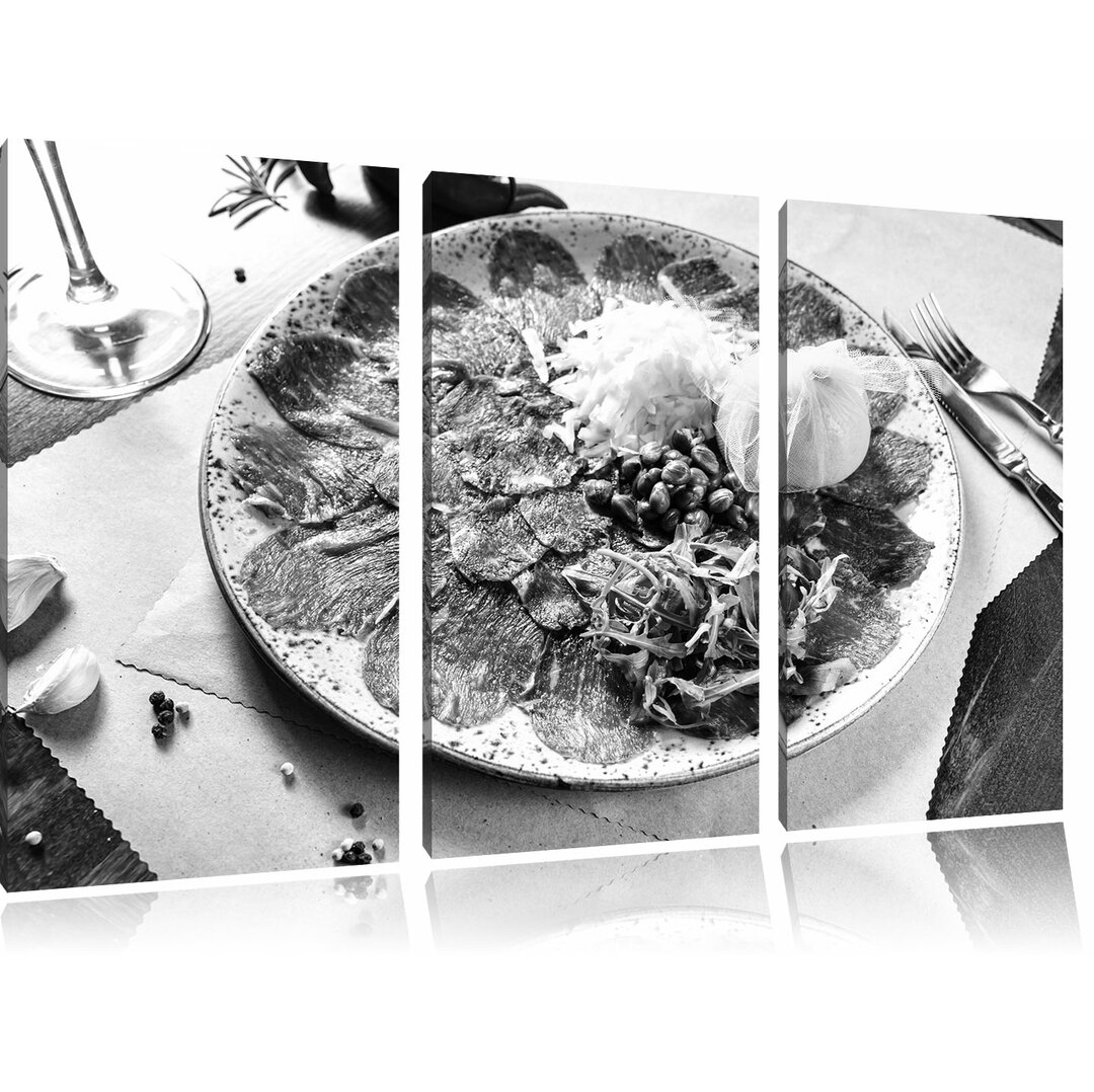 3-tlg. Leinwandbilder-Set „Appetitliches Carpaccio“, Fotodruck