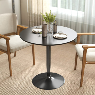 Round Dining Table with Steel Base, Non-slip Pad for Living Room