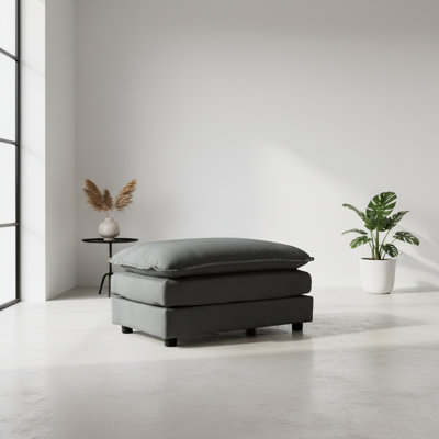 Repose-pieds gris en chenille gris pour repose-pieds modulaire (canapé 2/3/4 places) | Idée de cadeau
