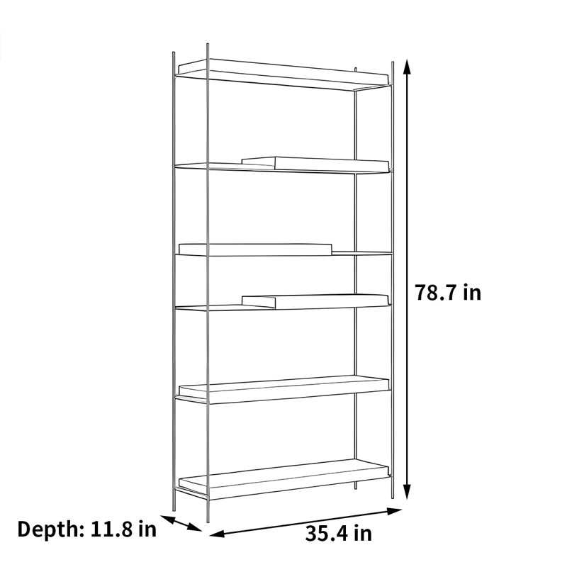 Une bibliothèque pratique pour le rangement, (6 tablettes) H 78,7 po x l 35,4 po x P 11,8 po
