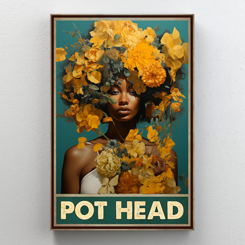 «Dammion Flowers Pot Head 1», impression sur toile, H 36 po x l 24 po x P 1,25 po