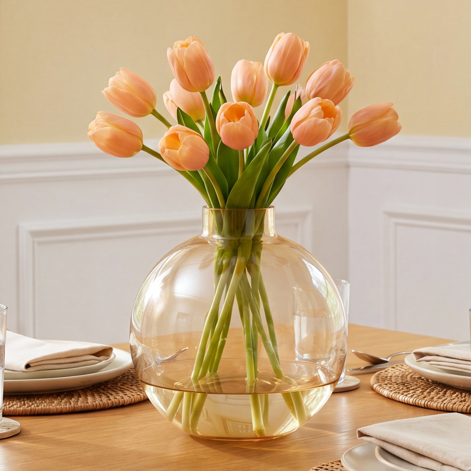 Bucherie Handmade Glass Table Vase, 9.5" H x 8.75" W x 8.75" D