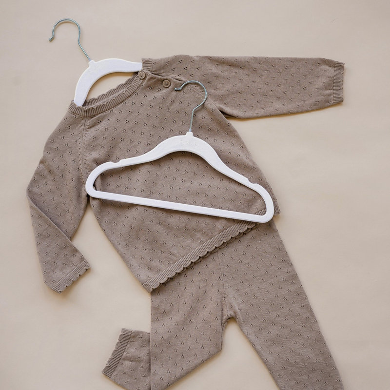 3 pousses - cintres antidérapants en velours pour vêtements de bébé - paquet de 30, White