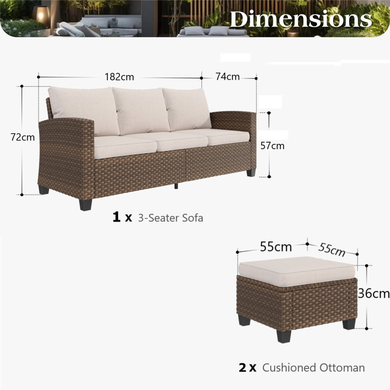 Mubariz 5 - Person Seating Group with Cushions, Beige