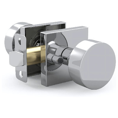 Poignée de porte intérieure réversible avec rosette carrée en acier inoxydable pour portes de chambre à coucher, de salle de bain, de garde-robe, de porte d'entrée et de couloir Mega