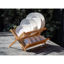 IDESIGN Formbu Bamboo Folding Collapsible Dish Rack - 16.54 in. x