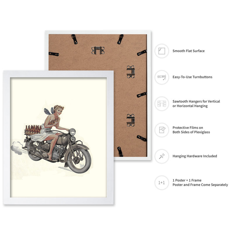 Fée à moto, Affiche, 24"H x 32"W, Encadrement blanc