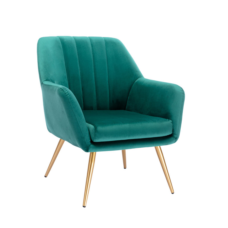 41.4cm H Velvet Upholstered Armchair, Green