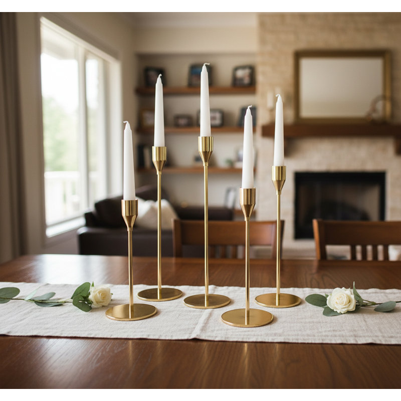 6 Piece Metal Tabletop Candlestick Set