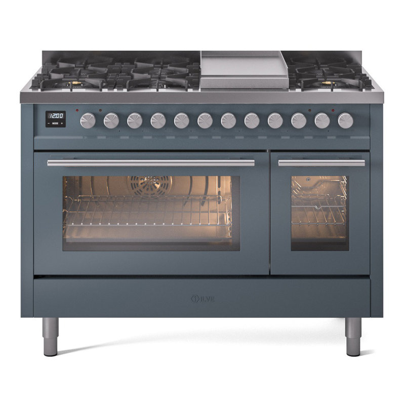 ILVE Professional Plus II 48 Dual Fuel Range, Blue/Gray, Natural Gas