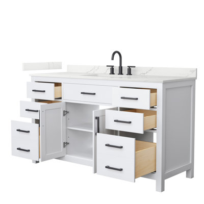 Beckett 60" Freestanding Single Bathroom Vanity with Quartz Top