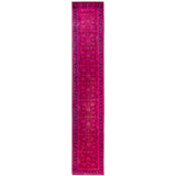 Overdyed Hand-Knotted Wool Modern-Contemporary Pink Runner 2' 6" x 14' 5"
