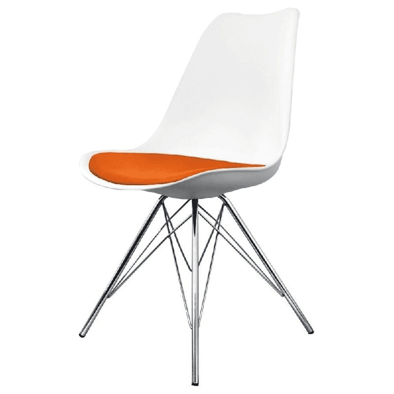 Topeka 45cm H Upholstered Side Chair, White/Orange