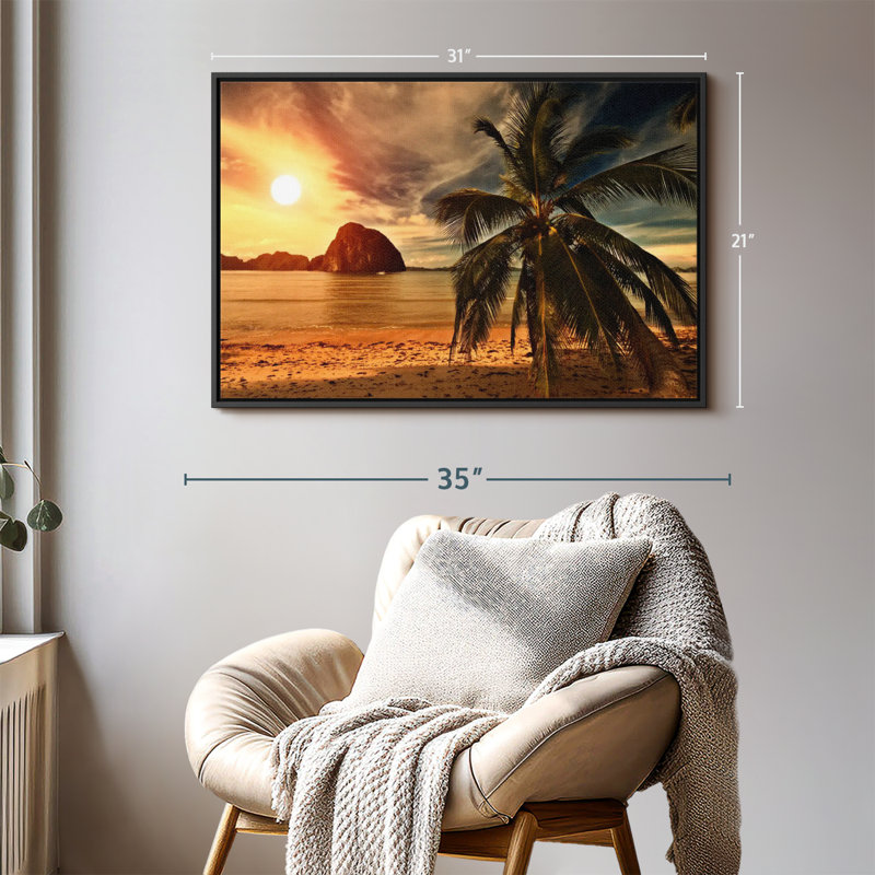 «Hot Beach Sunset Wall Art», H 31 po x l 21 po