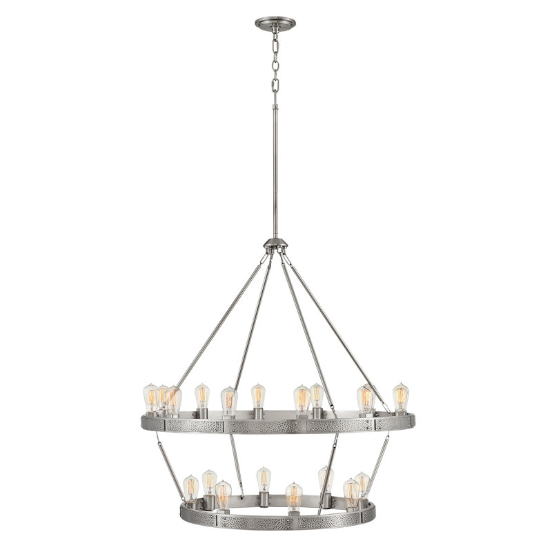 Everett 20 - Light Unique Tiered Chandelier, Brushed Nickel