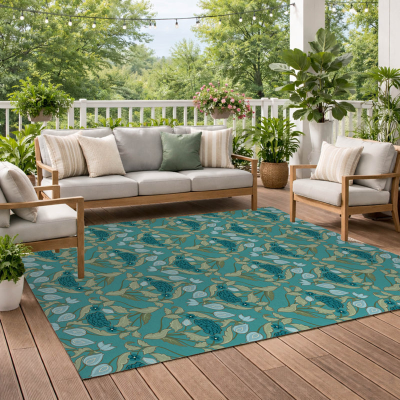 Tapis d'extérieur Piper, Bleu, Rectangle 7 pi x 5 pi