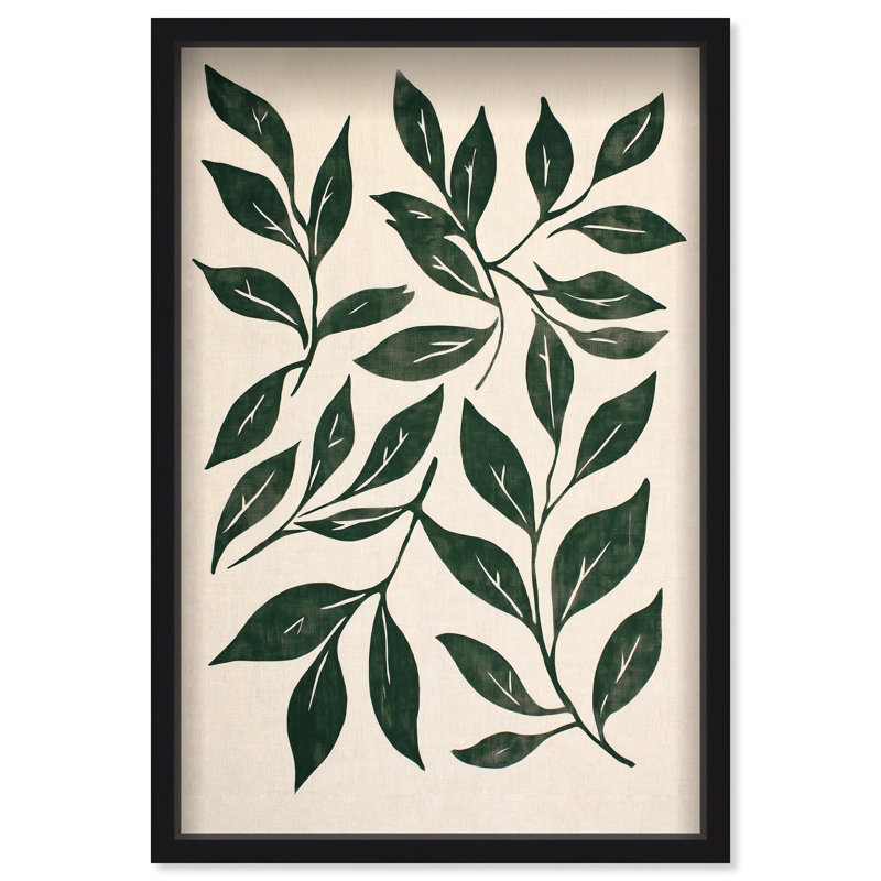 Oliver Gal Leaf Linen II Floral and Botanical - Luxury Shadowbox Framed Wall Art, 55" H x 37" W, Black