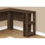 Bureau d'ordinateur en L brun chaud avec tablettes de rangement, 47 postes de travail en coin pour le bureau à domicile, style contemporain
