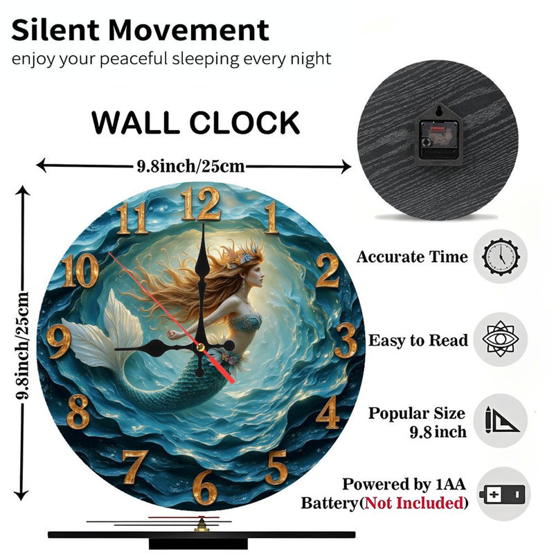 Horloge murale Mermaid Ocean