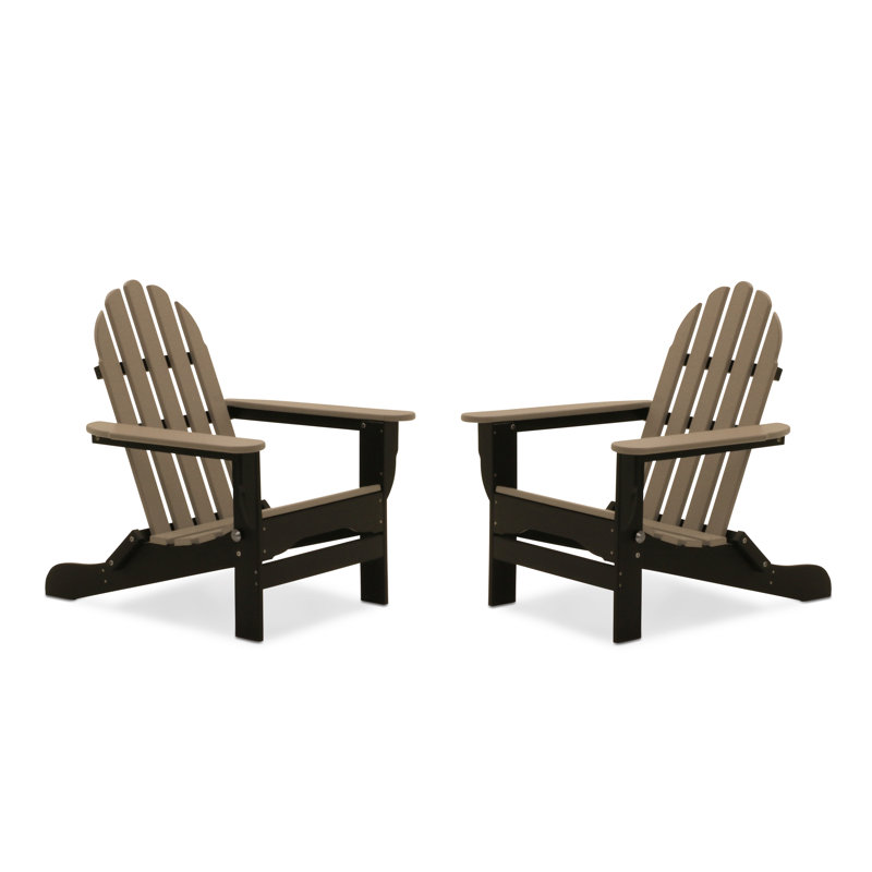 Chaise Adirondack pliante en plastique Leighton, Noir / bois patiné