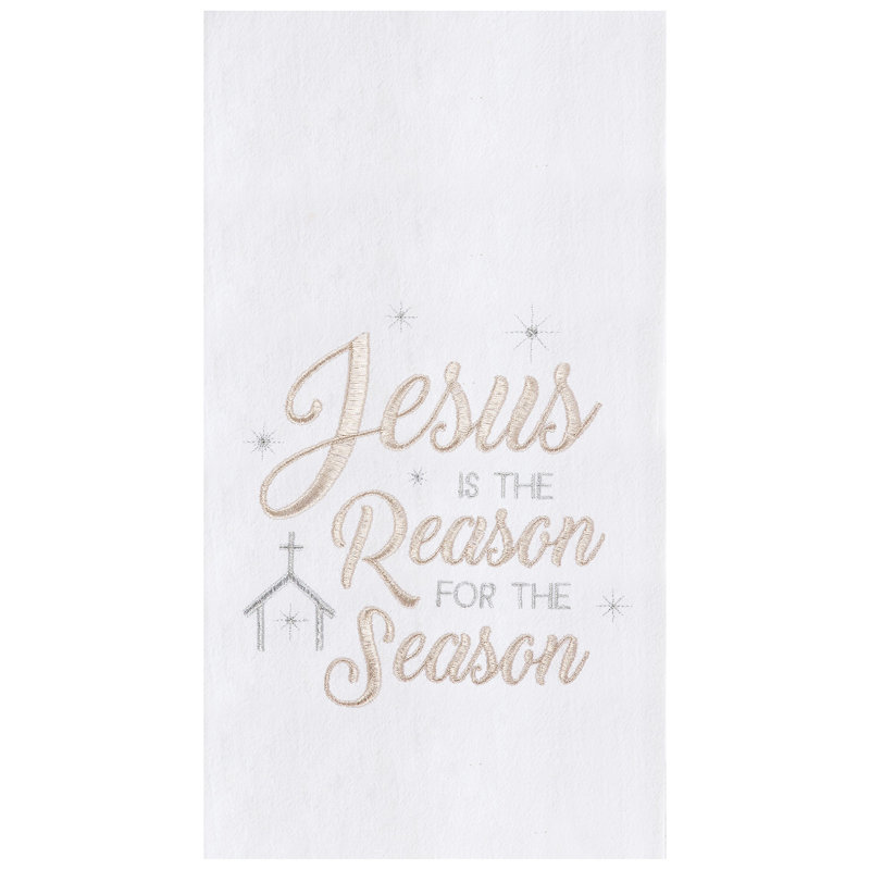 Serviette de cuisine en coton à broderies Jesus Is Reason