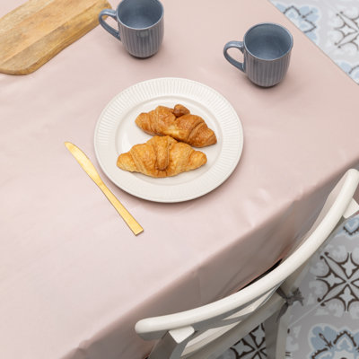 Peach Plain 150 x 220cm Eco Line PVC Free Polyester Tablecloth