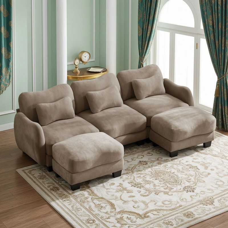 Upholstered 101.1 " Chenille Sectional, Coffee