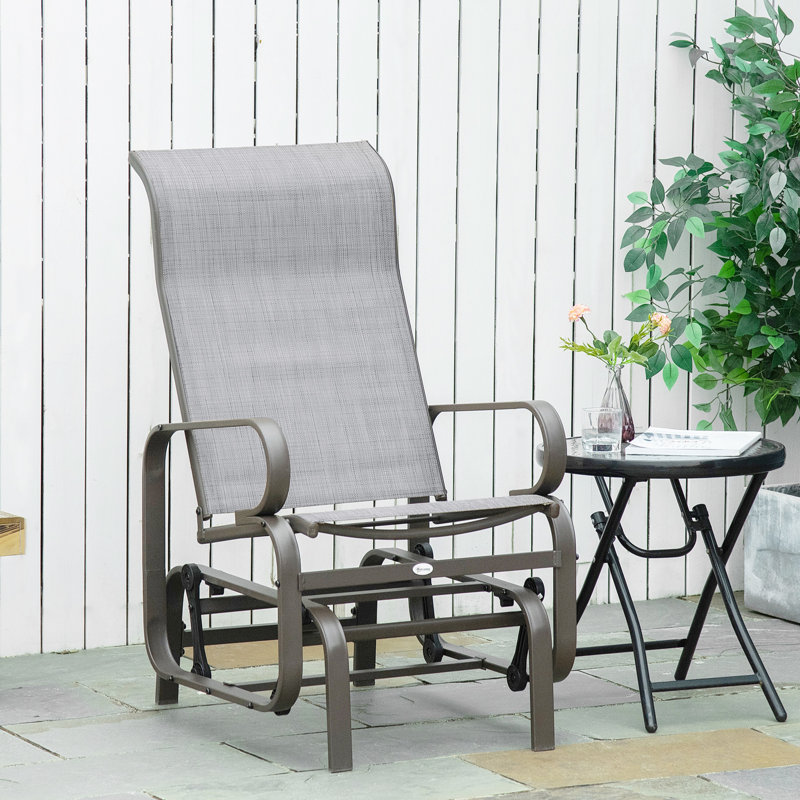 Fauteuil oscillant pour la cour arrière - Métal chauffant et résistant à l'usure, à séchage rapide, avec mécanisme d'assise extérieur gris, respirant,