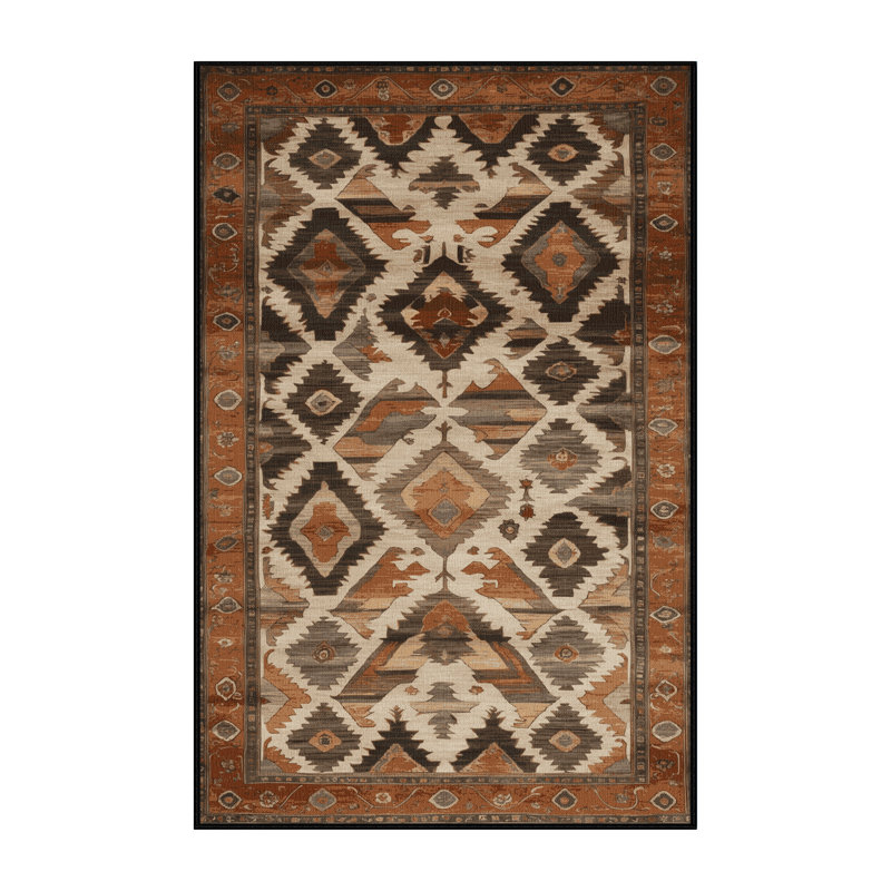 Tapis brun lavable à la machine, Rectangulaire 7 pi x 10 pi