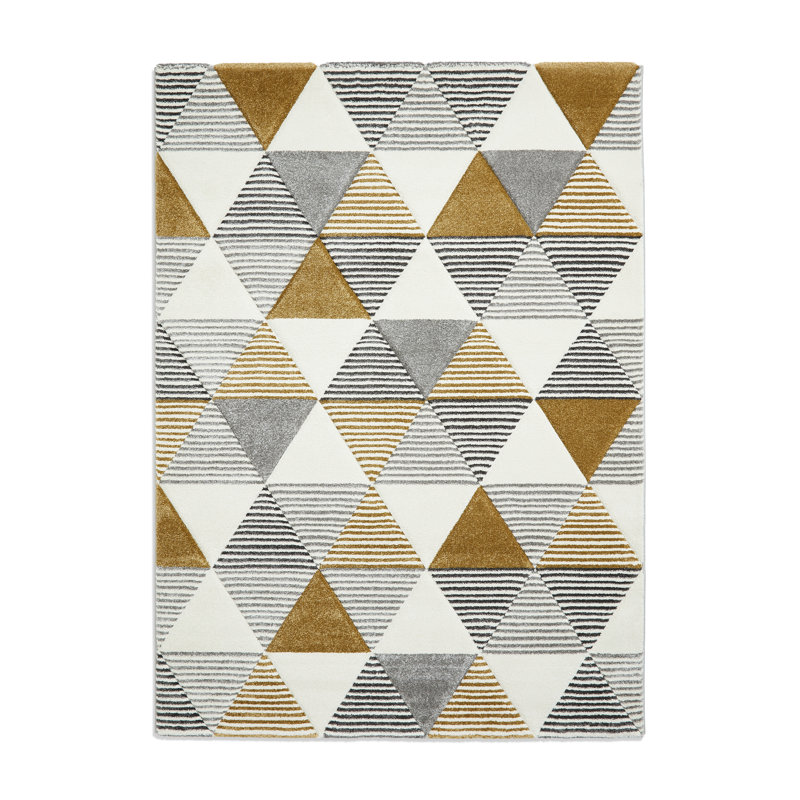 Machine Woven Grey/Yellow Rug, Rectangle 160 x 220cm
