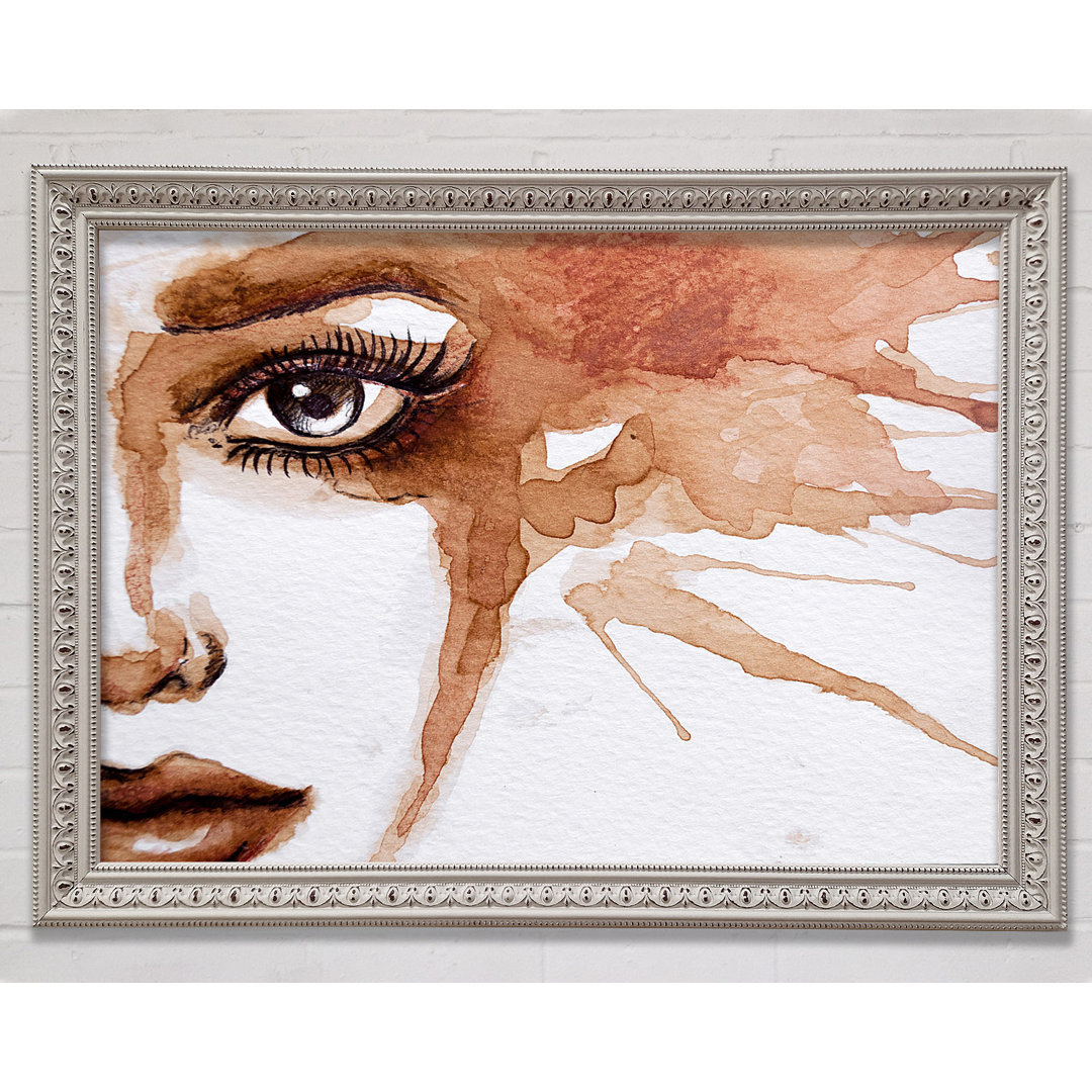 Aquarell Sepia Gesicht - Druck