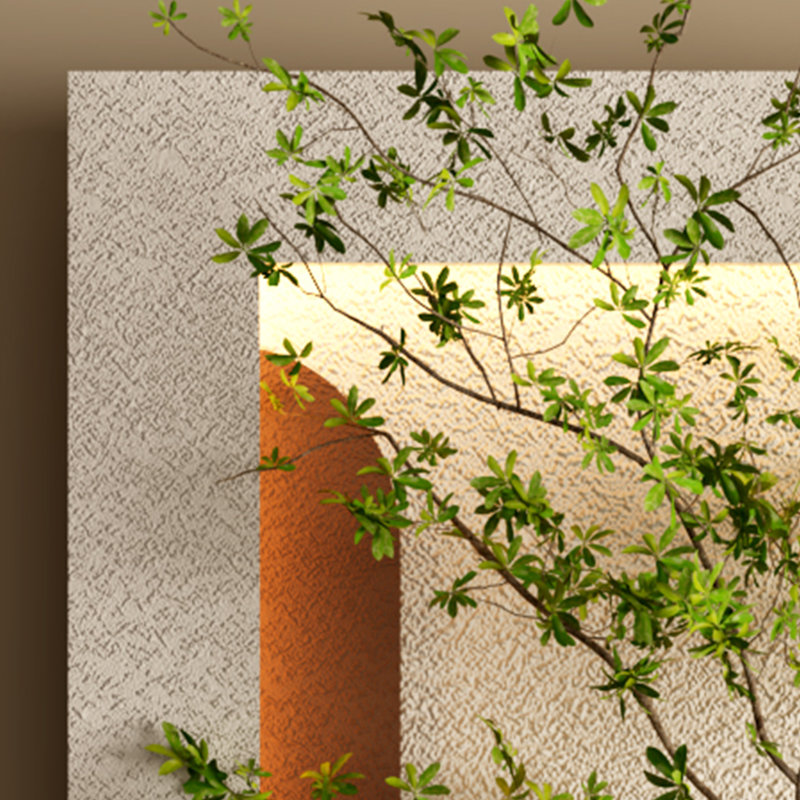 Art mural en grès à DEL réglable à distance 3 couleurs - Sculpture 3D à double disque avec plantes vertes simulées, vase en verre et statue de lapin | Parfait pour le salon, la chambre à coucher et le couloir