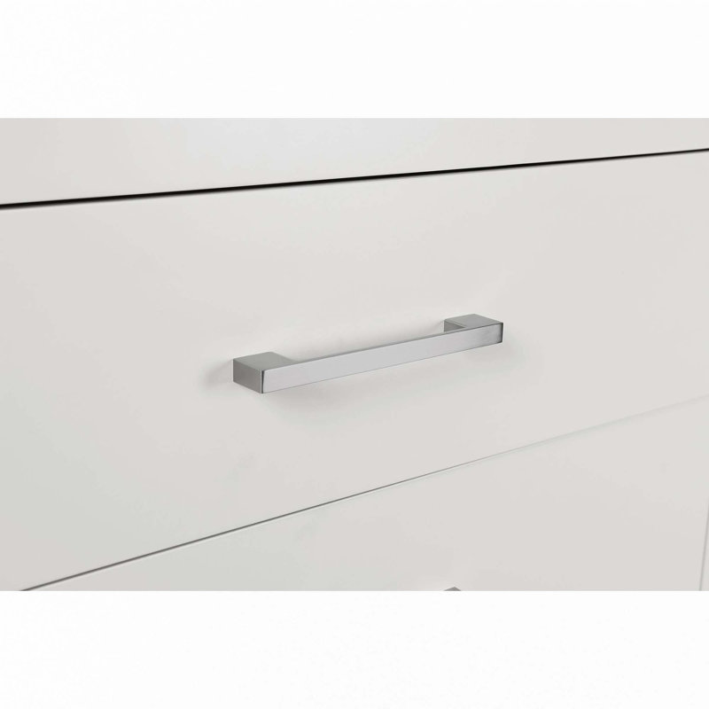 Table de chevet rectangulaire 2 tiroirs blanc cuivre avec poignées barre