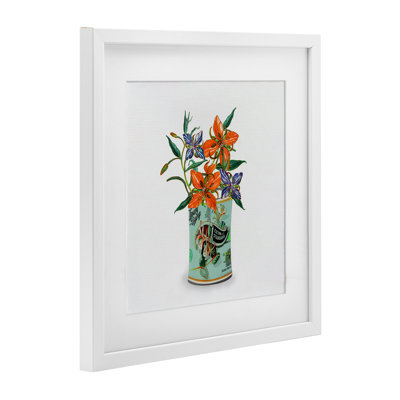 Lys en étain rétro, reproduction sous verre encadrée, design par Val Rhodes