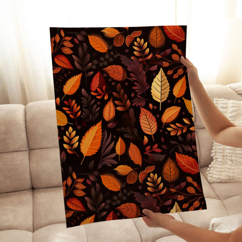 «Botanical Fall Botanical Leaves», impression de chalet sans cadre VI, H 14 po x l 11 po