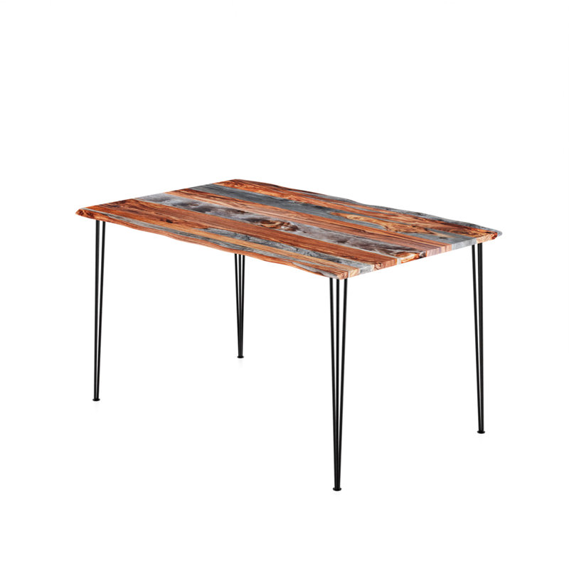 Table de salle à manger Genut, Noir / bois avec gris teint