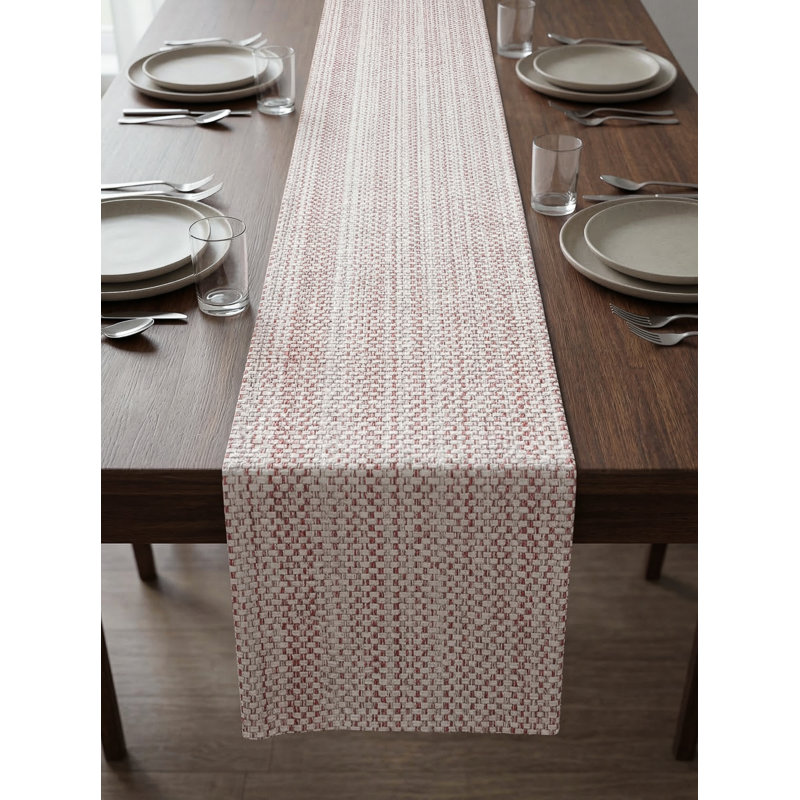 Aqua Blue Shoreline Grid Indoor Outdoor Table Runner 14x72, Aqua Blue