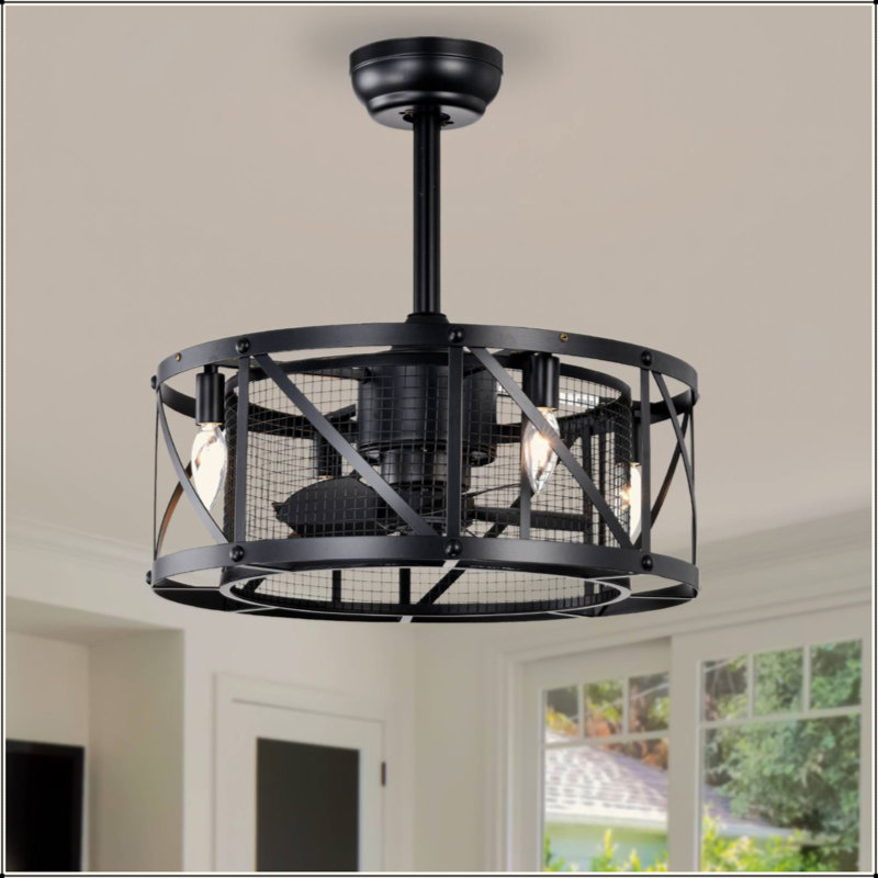 Ventilateur de plafond industriel à 5 pales de 20 po avec télécommande, 5 pales en ABS - Noir mat