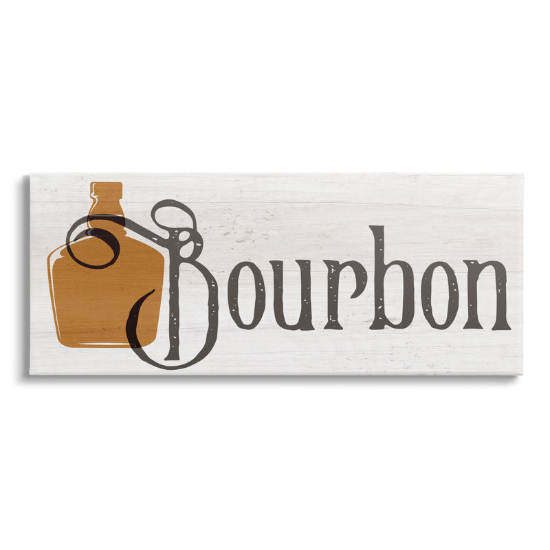 Vintage Bourbon Jug - impression sur toile tendue, H 13 po x l 30 po x P 1,5 po