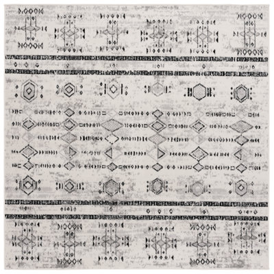 Latai Temple Bcf/Jute/Latex/Overlock Southwestern Rug in Black/Gray/Ivory
