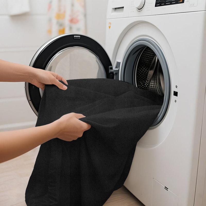 Doublure de rideau de douche simple en tissu imperméable avec aimants Kidd, Noir, H 72 po x l 72 po