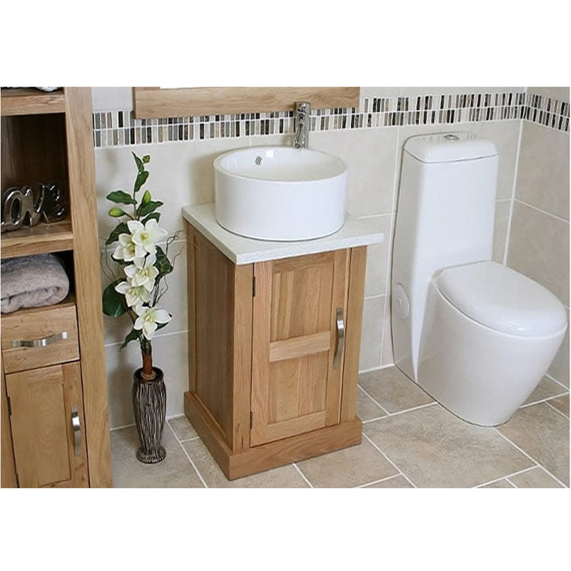Crabtree 500mm Single Bathroom Vanity with Vessel Ceramic Basin, White Quartz