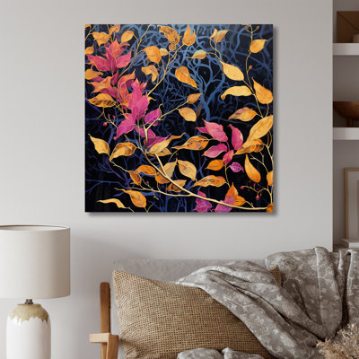 " Gold And Pink Leaf Charm In Winter I "