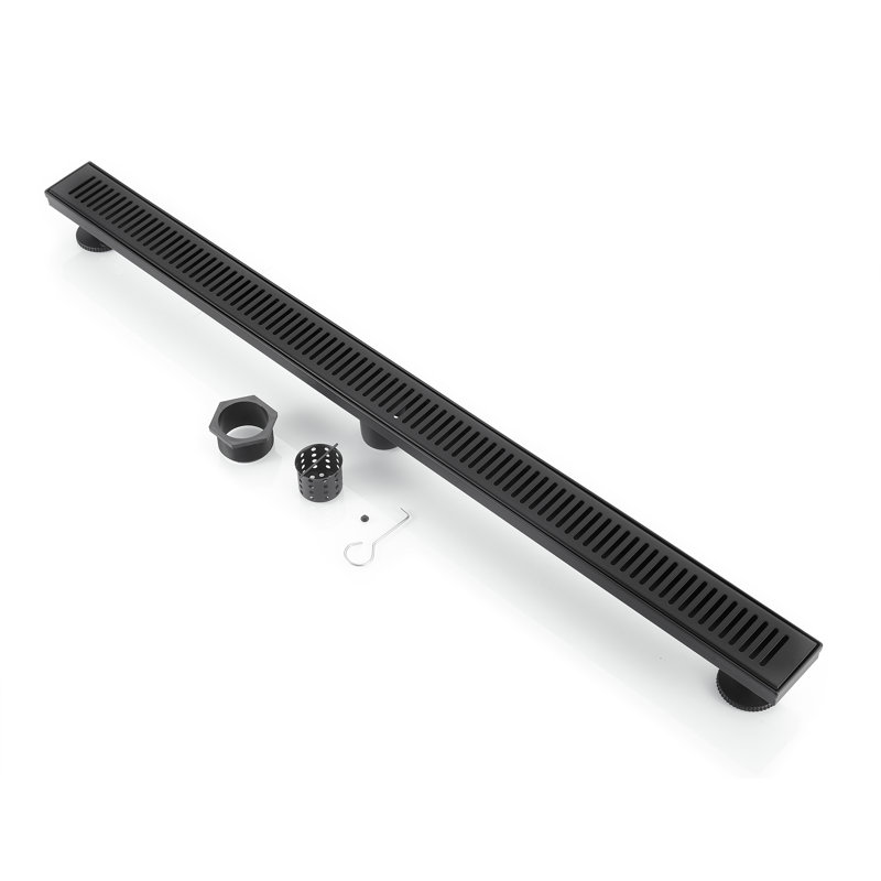 Drain de plancher de douche rectangulaire en acier inoxydable BOann 304 (40 po), Noir