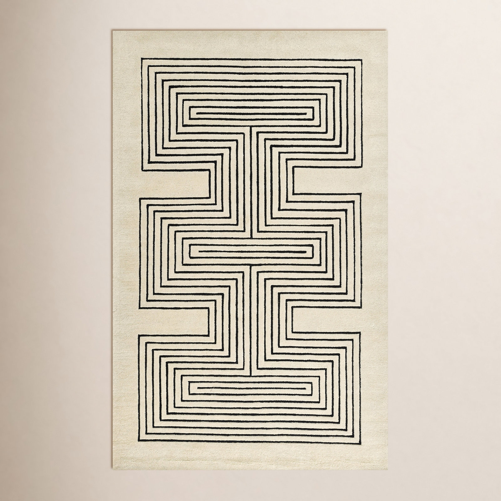 Orlie Copper Hand-Tufted Geometric Wool Rug, Rectangle 2' x 3', Black Beige